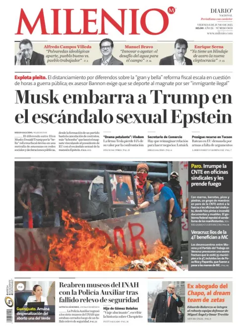 Portada de Milenio del viernes, 6 de junio de 2025