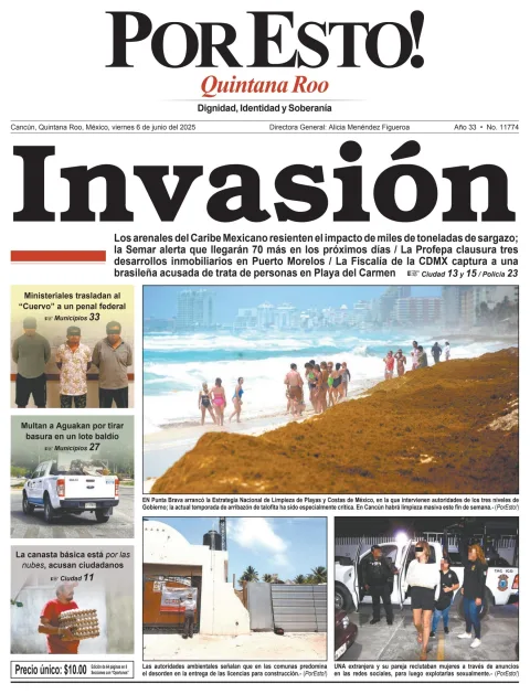 Portada de Por Esto (quintana Roo Cancun) del viernes, 6 de junio de 2025