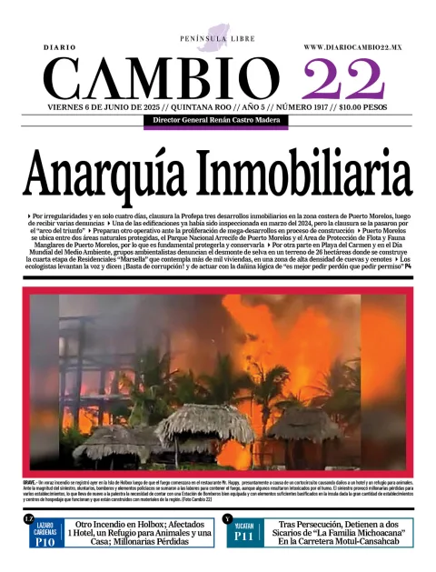 Portada de Diario Cambio 22 del viernes, 6 de junio de 2025