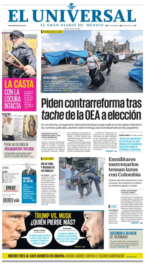 Portada de El Universal