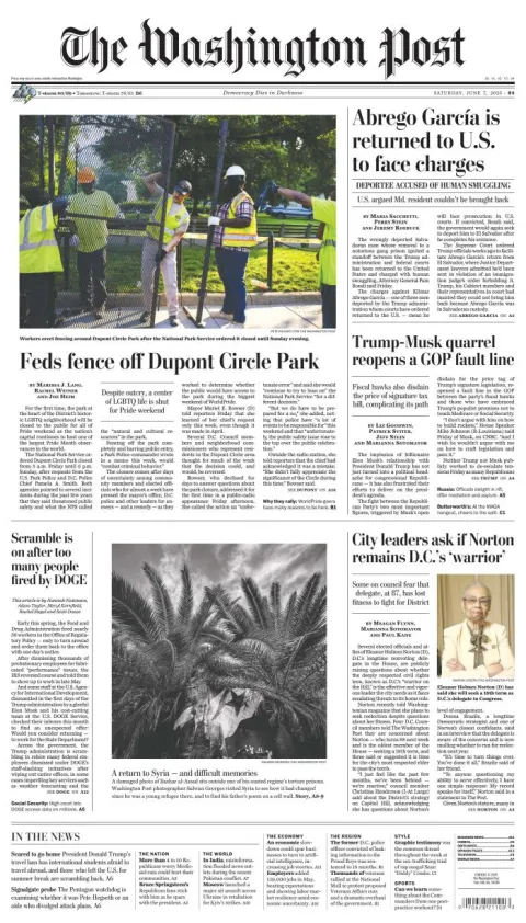 Portada de The Washington Post