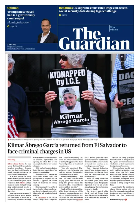Portada de The Guardian (usa)