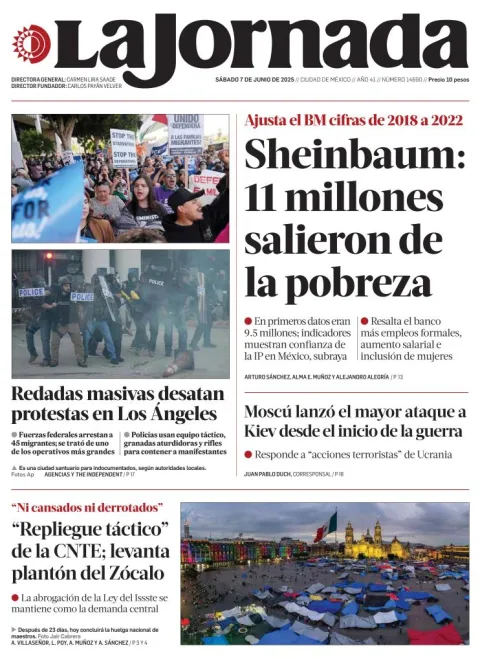 Portada de La Jornada del sábado, 7 de junio de 2025