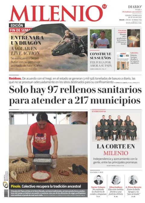 Portada de Milenio Puebla del sábado, 7 de junio de 2025
