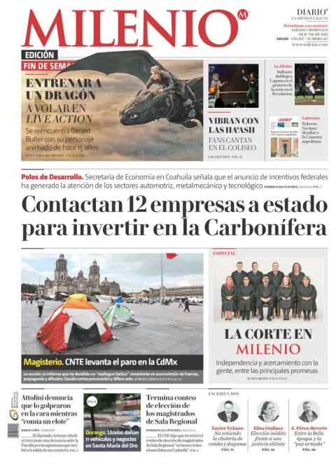 Portada de Milenio Laguna del sábado, 7 de junio de 2025