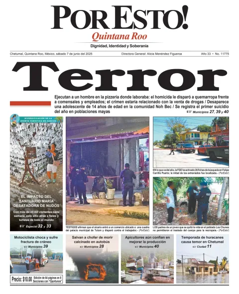 Portada de Por Esto (quintana Roo Chetumal) del sábado, 7 de junio de 2025
