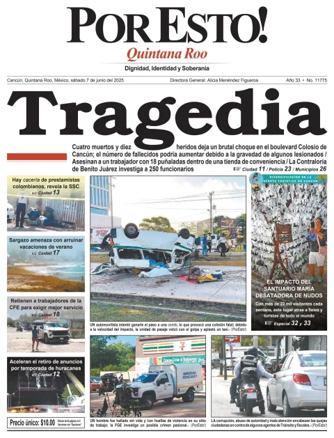 Portada de Por Esto (quintana Roo Cancun) del sábado, 7 de junio de 2025