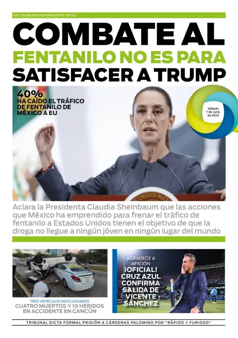 Portada de El Quintana Roo (contraportada) del sábado, 7 de junio de 2025