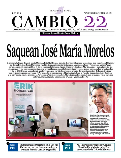 Portada de Diario Cambio 22