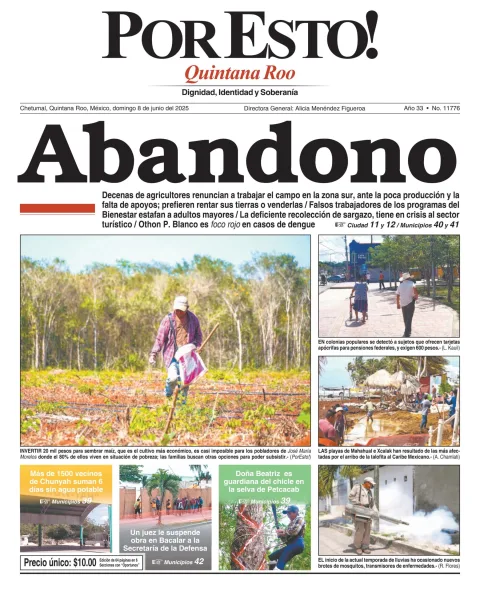 Portada de Por Esto (quintana Roo Chetumal) del domingo, 8 de junio de 2025