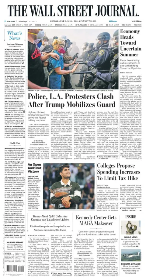 Portada de The Wall Street Journal