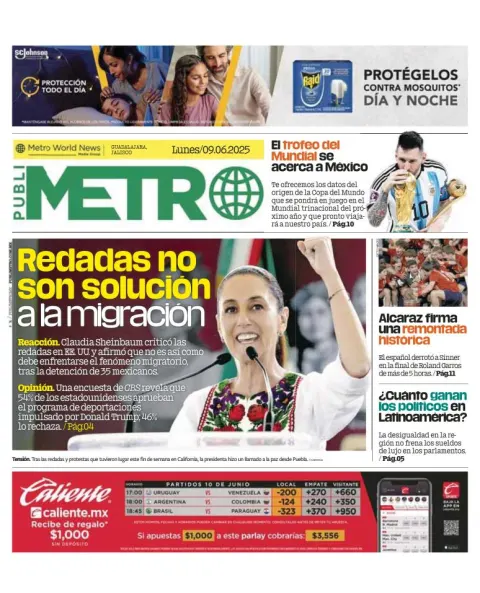 Portada de Publimetro Guadalajara del lunes, 9 de junio de 2025