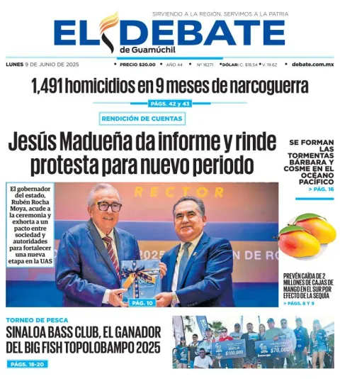 Portada de El Debate de Guamuchil del lunes, 9 de junio de 2025