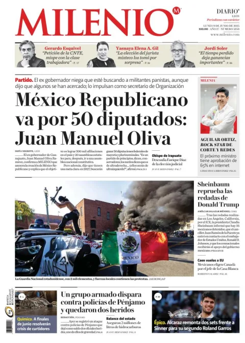 Portada de Milenio Leon del lunes, 9 de junio de 2025