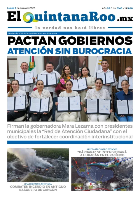 Portada de El Quintana Roo (portada) del lunes, 9 de junio de 2025