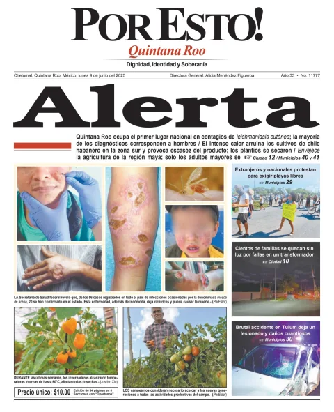 Portada de Por Esto (quintana Roo Chetumal) del lunes, 9 de junio de 2025