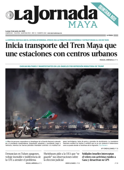 Portada de La Jornada Maya Quintana Roo del lunes, 9 de junio de 2025
