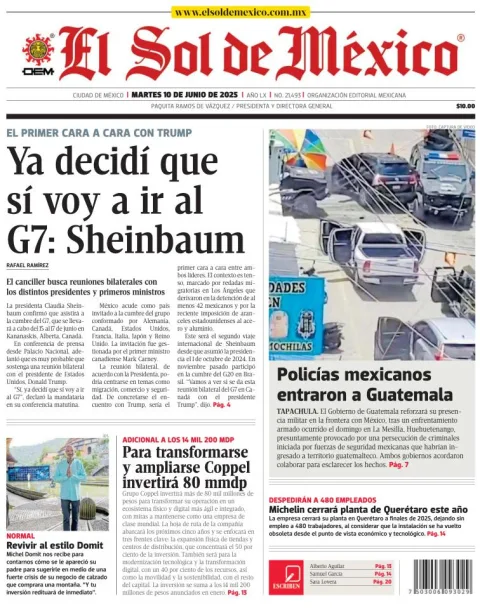 Portada de El Sol de Mexico