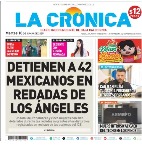 Portada de La Cronica del martes, 10 de junio de 2025