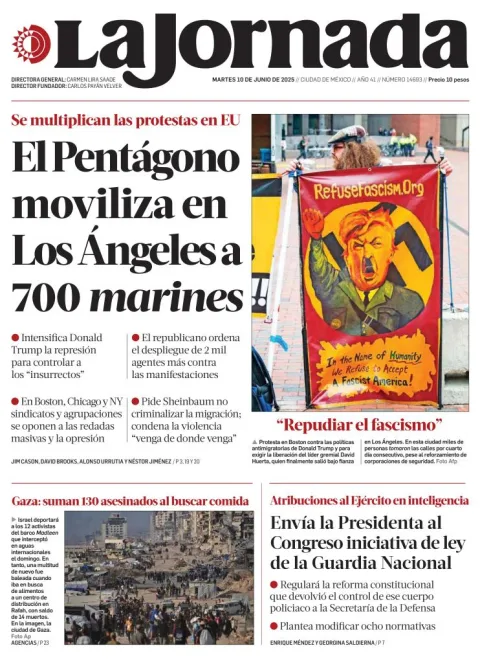 Portada de La Jornada del martes, 10 de junio de 2025