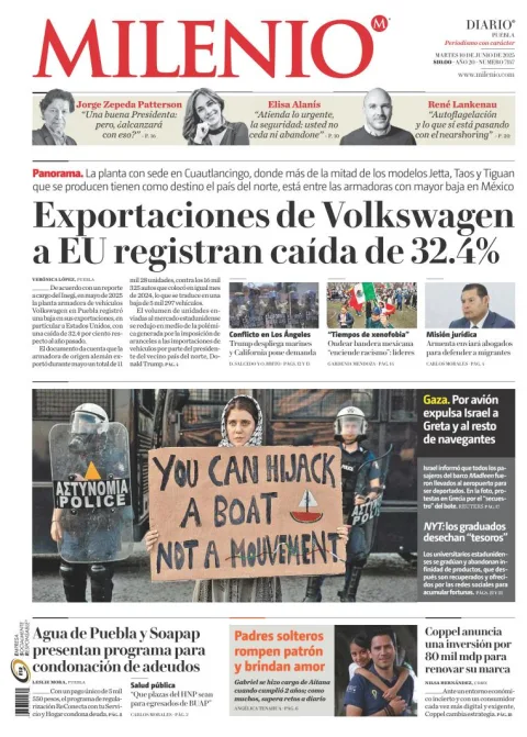 Portada de Milenio Puebla del martes, 10 de junio de 2025