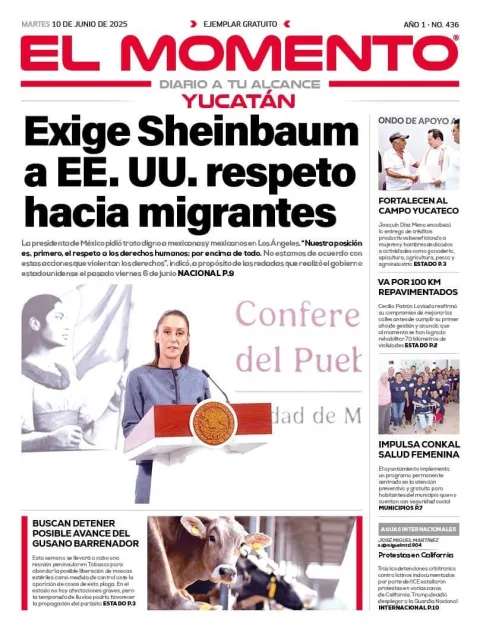 Portada de El Momento Yucatan del martes, 10 de junio de 2025
