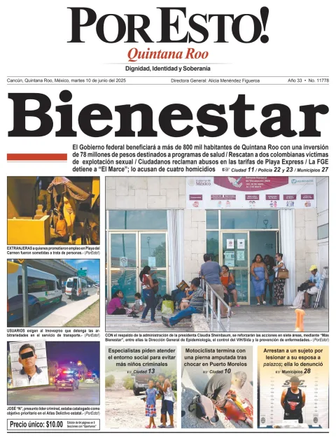 Portada de Por Esto (quintana Roo Cancun) del martes, 10 de junio de 2025