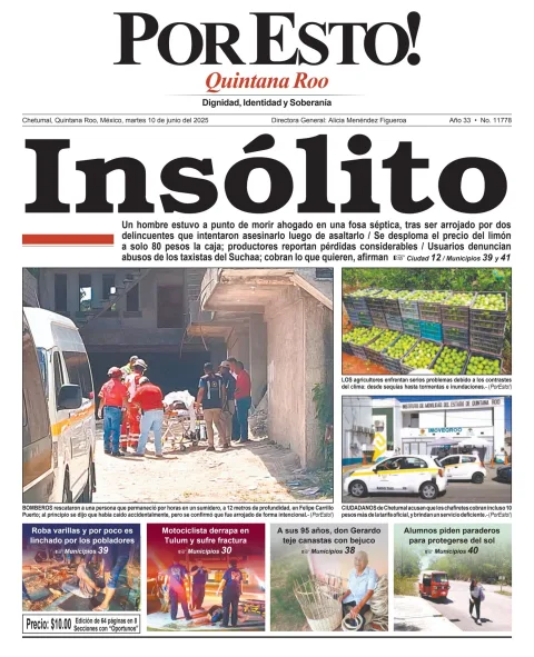 Portada de Por Esto (quintana Roo Chetumal) del martes, 10 de junio de 2025