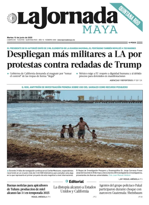 Portada de La Jornada Maya Quintana Roo del martes, 10 de junio de 2025