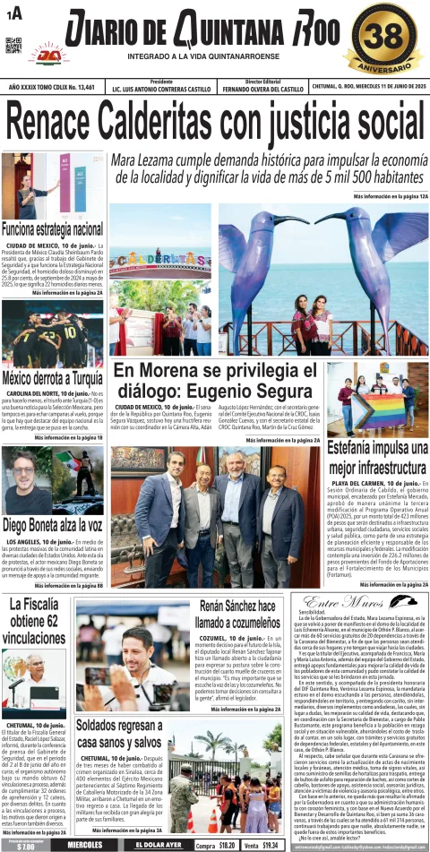 Portada de Diario de Quintana Roo (portada)
