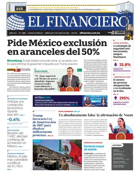 Portada de El Financiero
