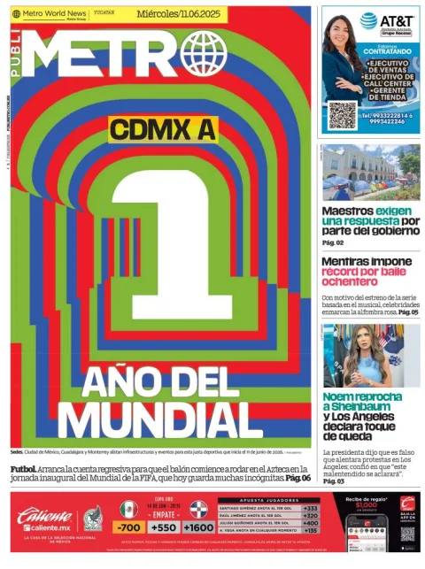 Portada de Publimetro Merida del miércoles, 11 de junio de 2025