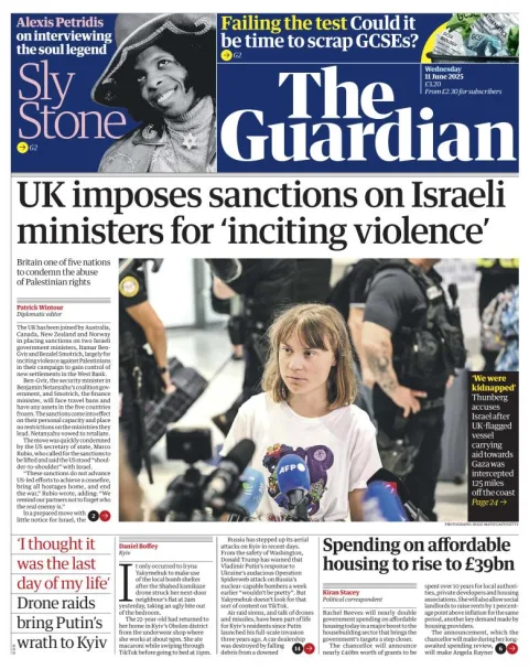 Portada de The Guardian (reino Unido) del miércoles, 11 de junio de 2025
