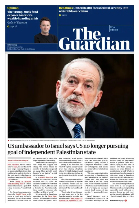 Portada de The Guardian (usa) del miércoles, 11 de junio de 2025