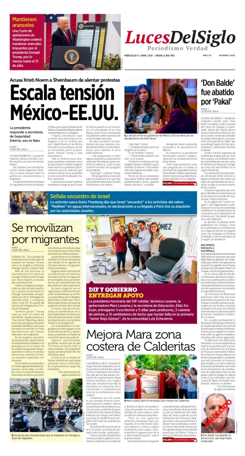 Portada de Luces del Siglo del miércoles, 11 de junio de 2025