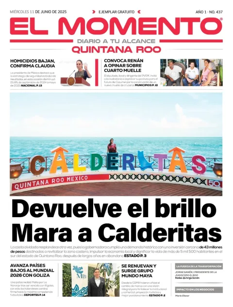 Portada de El Momento Quintana Roo del miércoles, 11 de junio de 2025
