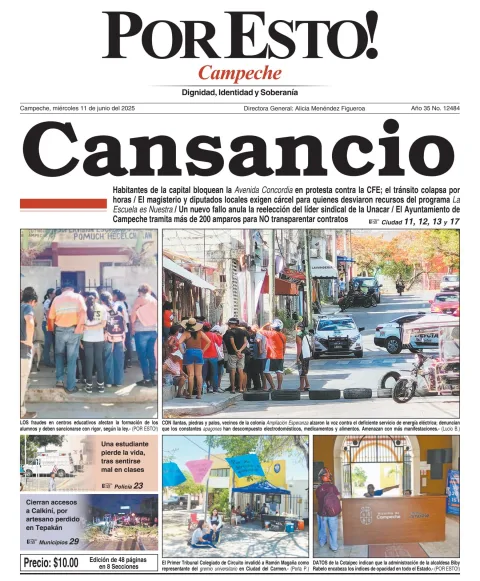 Portada de Por Esto (campeche) del miércoles, 11 de junio de 2025