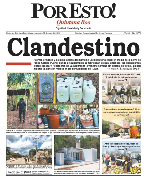 Portada de Por Esto (quintana Roo Chetumal) del miércoles, 11 de junio de 2025