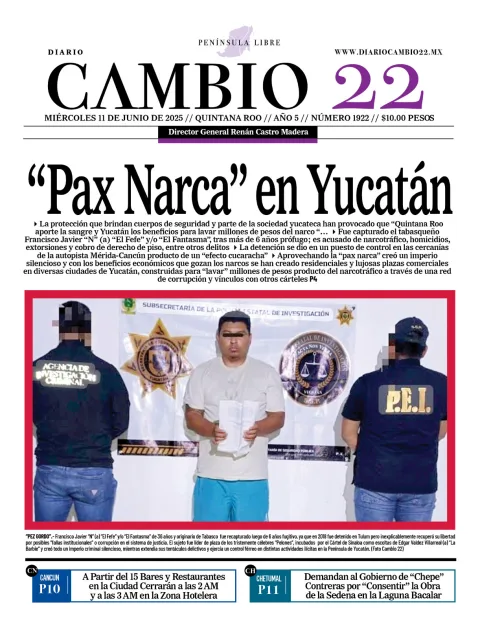 Portada de Diario Cambio 22 del 2025-06-11