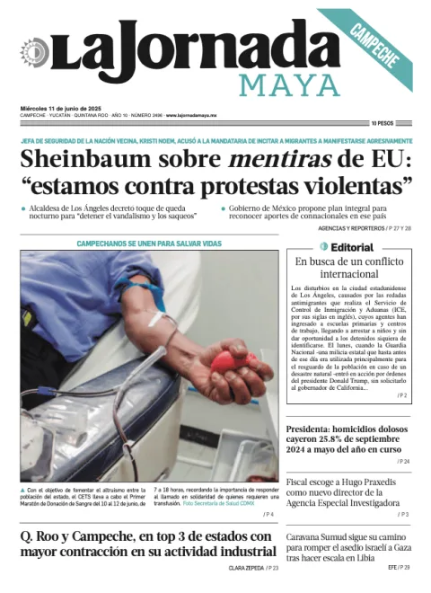 Portada de La Jornada Maya Campeche del miércoles, 11 de junio de 2025