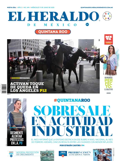 Portada de El Heraldo de Mexico - Quintana Roo del miércoles, 11 de junio de 2025