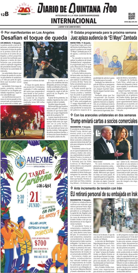 Portada de Diario de Quintana Roo (contra Portada)