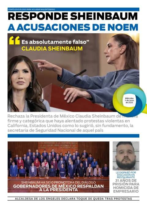 Portada de El Quintana Roo (contraportada) del miércoles, 11 de junio de 2025