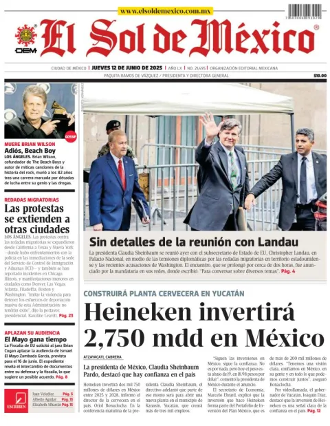 Portada de El Sol de Mexico