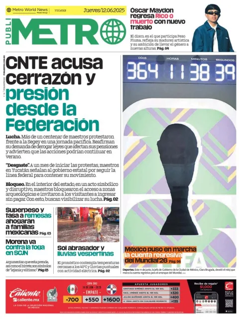 Portada de Publimetro Merida del jueves, 12 de junio de 2025