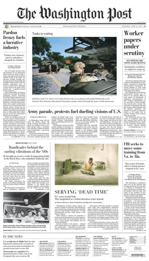 Portada de The Washington Post del jueves, 12 de junio de 2025