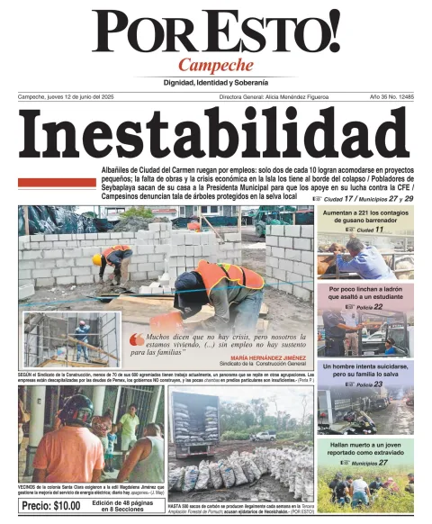 Portada de Por Esto (campeche) del jueves, 12 de junio de 2025