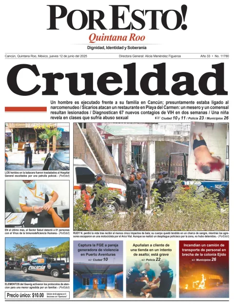 Portada de Por Esto (quintana Roo Cancun) del jueves, 12 de junio de 2025