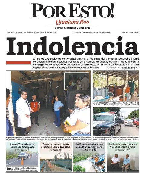Portada de Por Esto (quintana Roo Chetumal) del jueves, 12 de junio de 2025