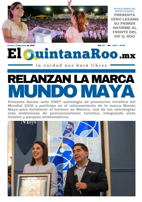 Portada de El Quintana Roo (portada) del jueves, 12 de junio de 2025